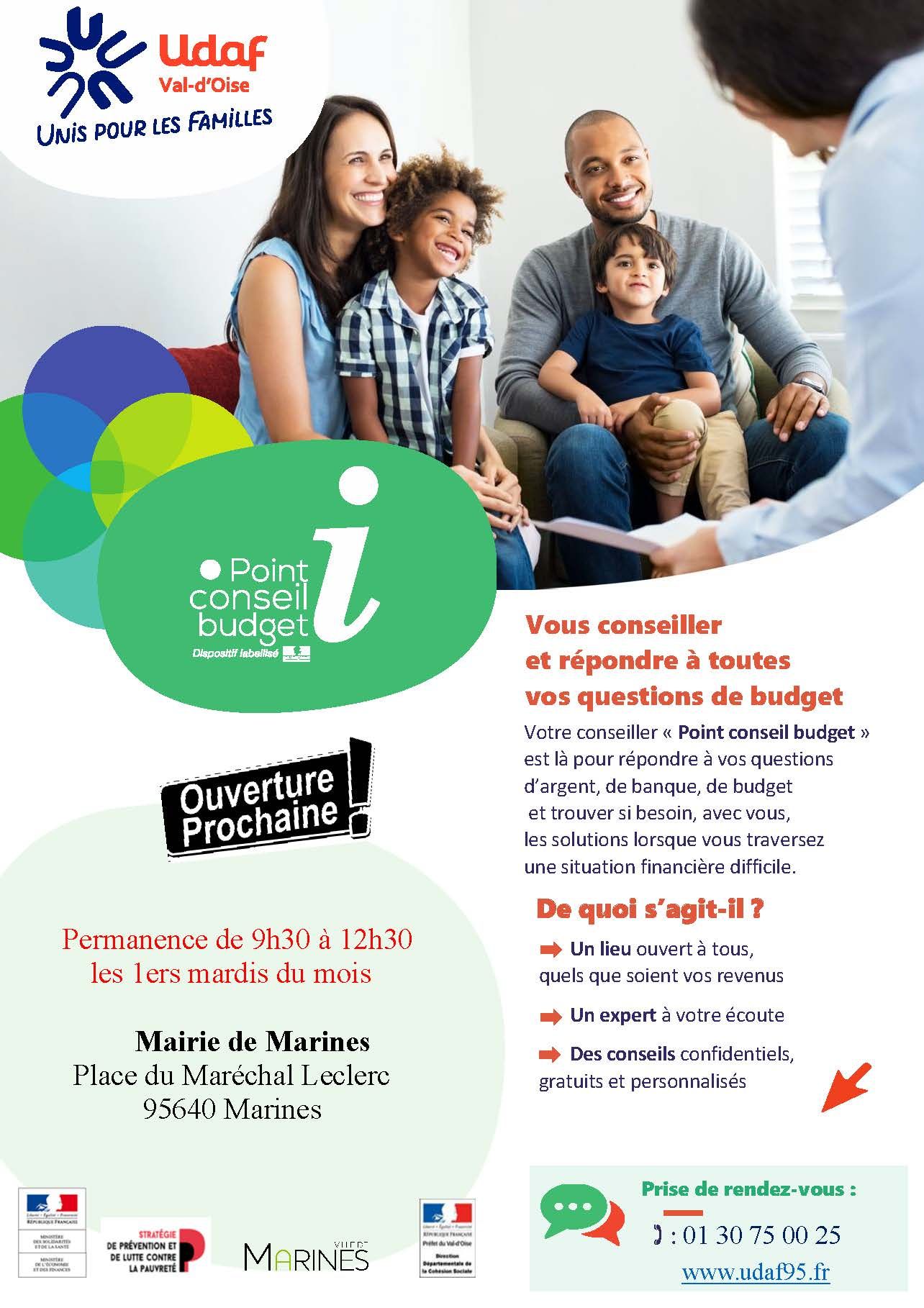 Nouvelle permanence du Point Conseil Budget à Marines - Udaf 95 Val d'Oise
