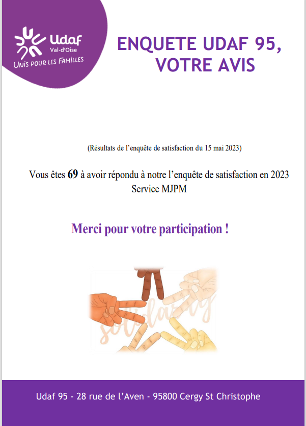 Résultats enquête de satisfaction 2023 - Udaf 95 Val d'Oise