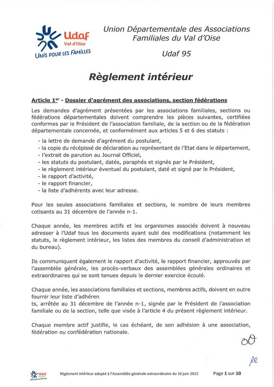 Règlement Intérieur de l'Udaf - Udaf 95 Val d'Oise